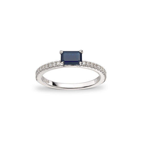 Diamantring 0,16ct med safir