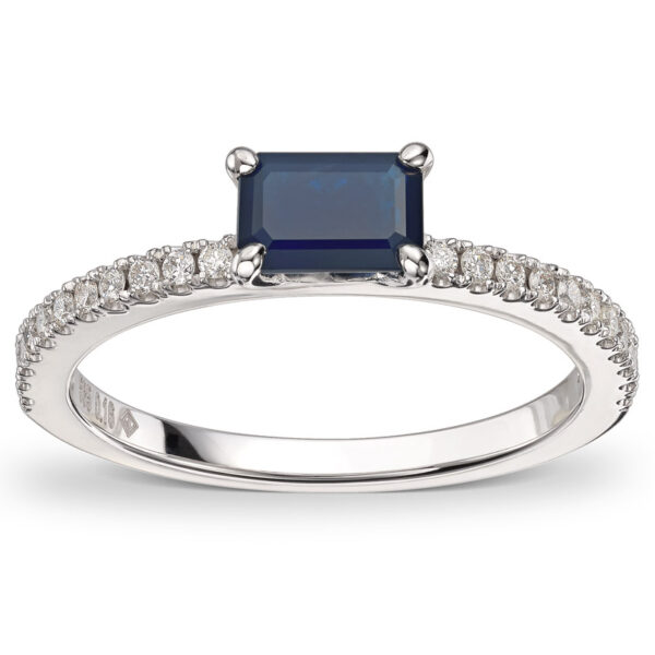 Diamantring 0,16ct med safir - Bilde 2