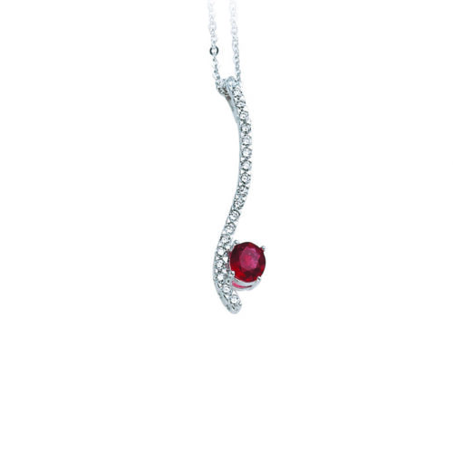 Rubinsmykke med diamanter 0,21ct