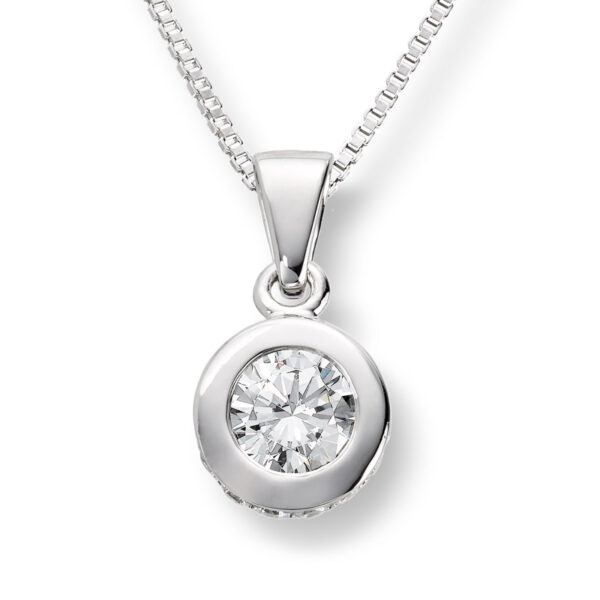 Enstens anheng 0,90 ct. med diamanter på siden - Bilde 2