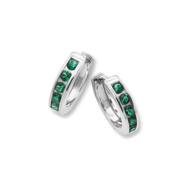Sølv øreringer med grønn cubic zirkonia