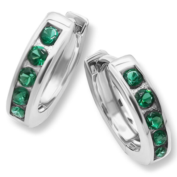 Sølv øreringer med grønn cubic zirkonia - Bilde 2