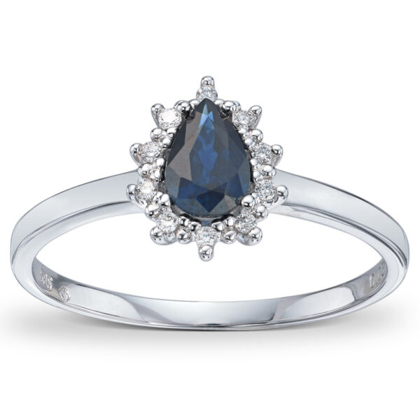 Rosettring med safir og diamanter - Bilde 2