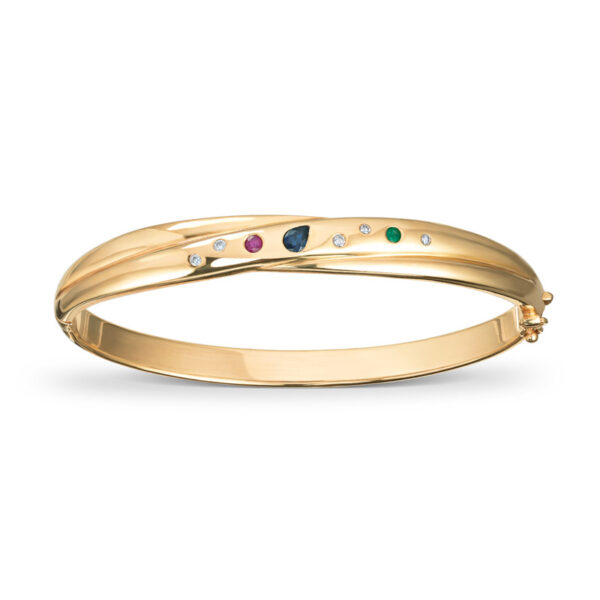 Armring med fargestener og diamanter