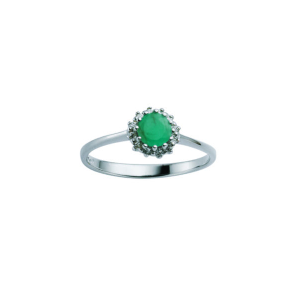 Sølvring med smaragd og cubic zirkonia