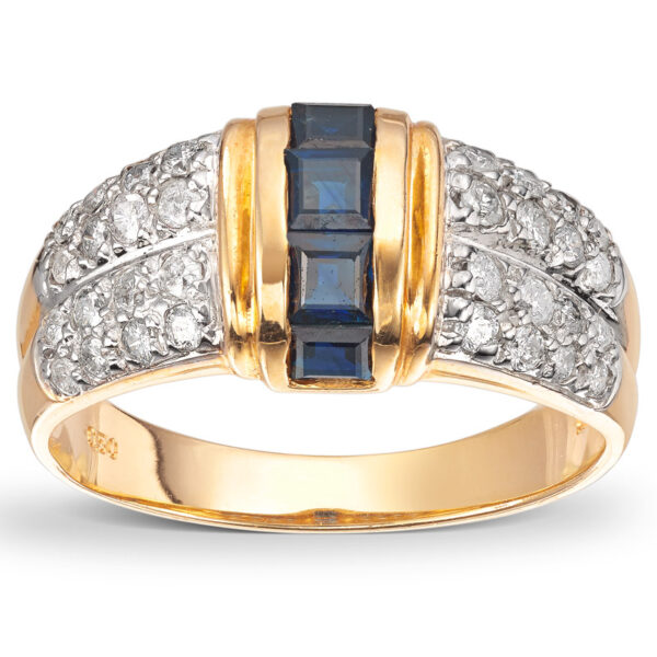 Safir og diamantring 0,50ct - Bilde 2