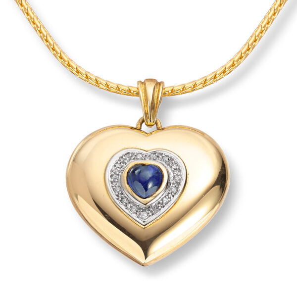 Gullhjerte med safir og diamanter - Bilde 2