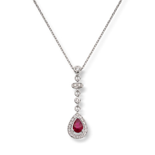 Rubinsmykke med 0,15ct diamanter