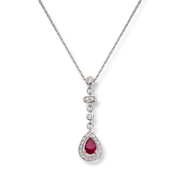 Rubinsmykke med 0,15ct diamanter
