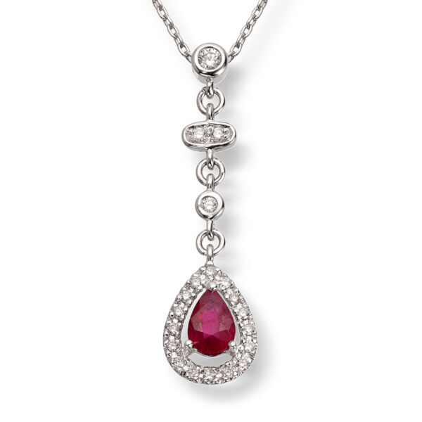 Rubinsmykke med 0,15ct diamanter - Bilde 2