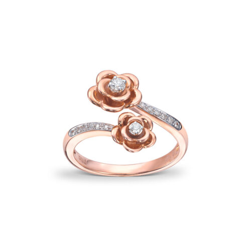 Ring i roségull med diamanter 0,13ct