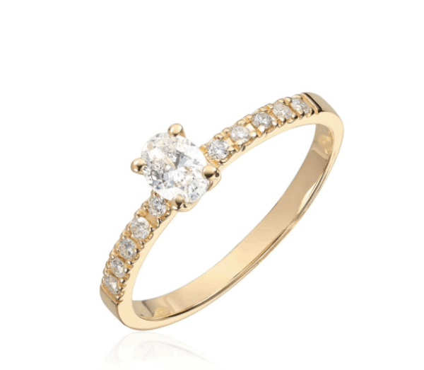 Diamantring oval 0,42ct tw-si
