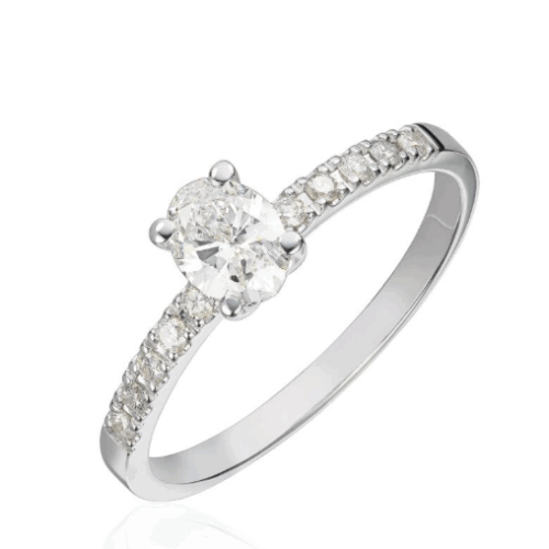 Diamantring oval 0,42ct tw-si