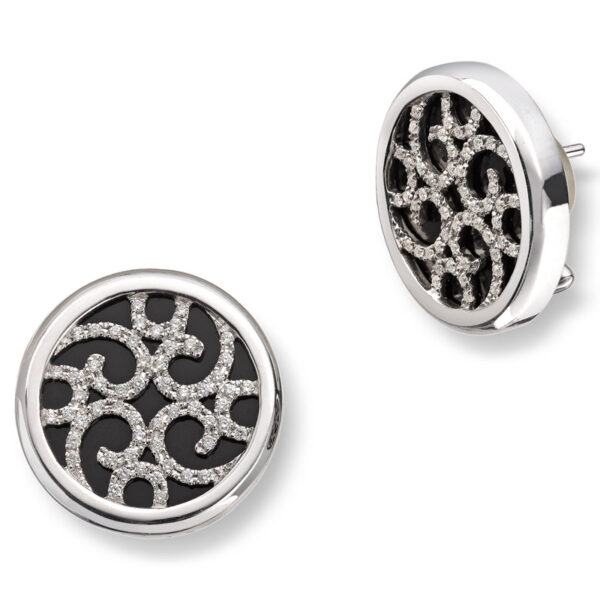 Diamantøredobber "one of a kind" med onyx - Bilde 2