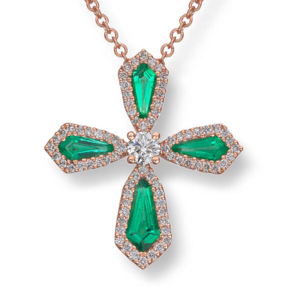 Smaragdkors med diamanter 0,32ct - Bilde 2