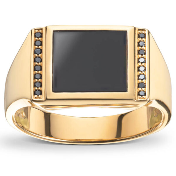Signetring med onyx og sorte diamanter - Bilde 2