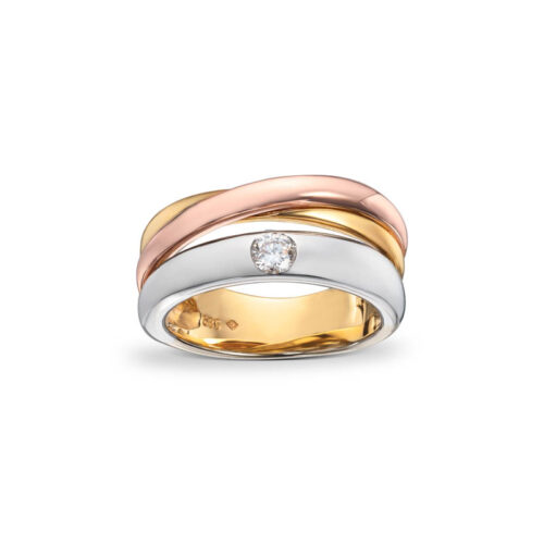 Bred trefarget diamantring 0,15ct