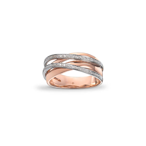 Tofarget diamantring 0,18ct w-si