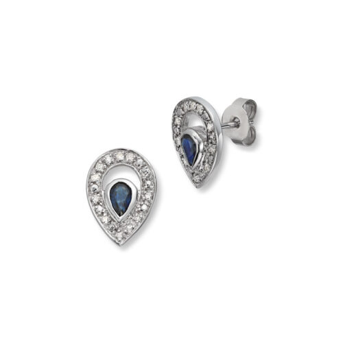 Dråpeørepynt med safir og diamant