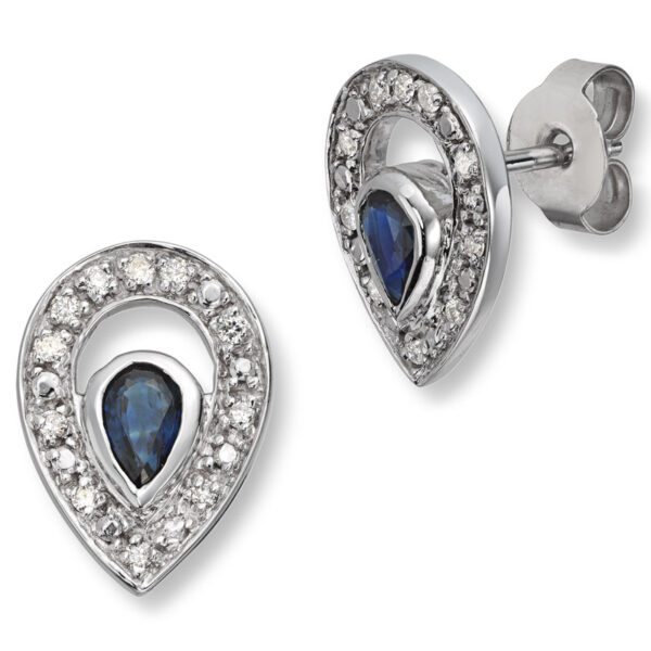 Dråpeørepynt med safir og diamant - Bilde 2