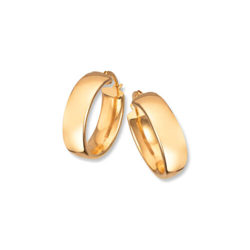 Øreringer 6mm bred i 18kt