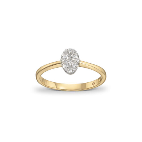 Ring tofarget med sammensatte diamanter