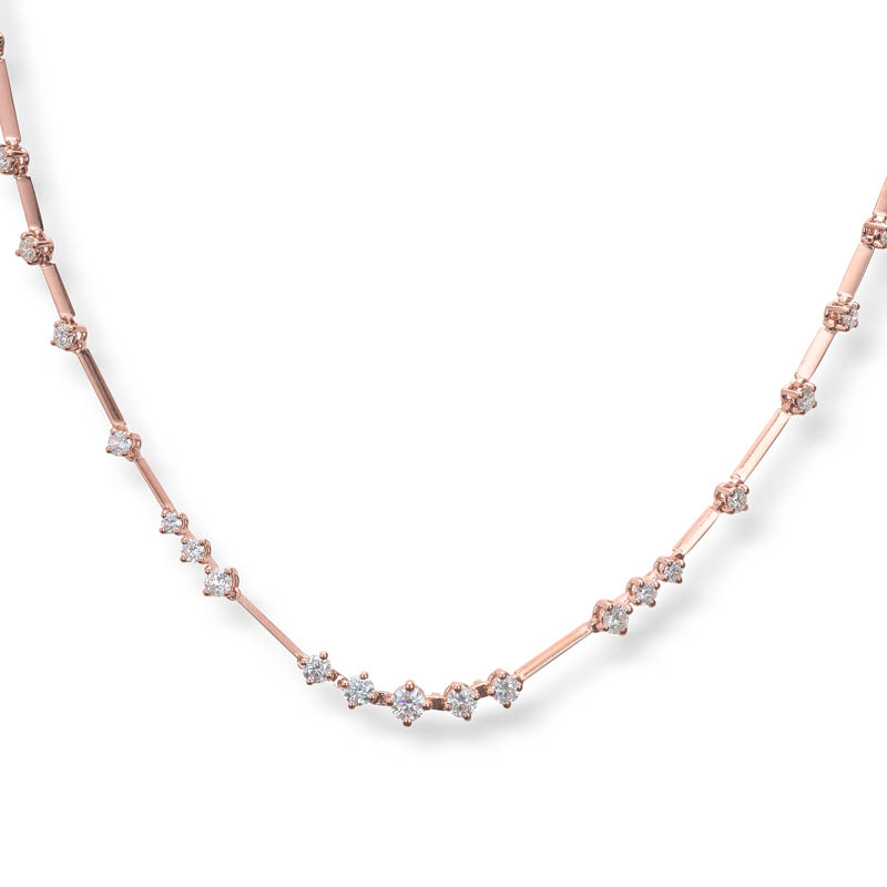 Diamant collier i rosegull 1,33ct - Bilde 2