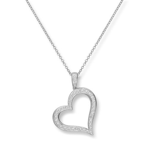 Design diamanthjerte hvitt gull