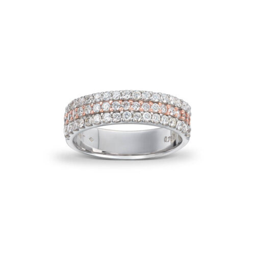 Diamantring 0,76ct med tre rader