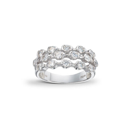 3-raders diamantring halv sarg 1,04ct