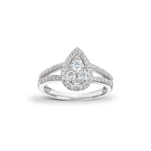 Diamantring dråpeformet 0,80ct w-si