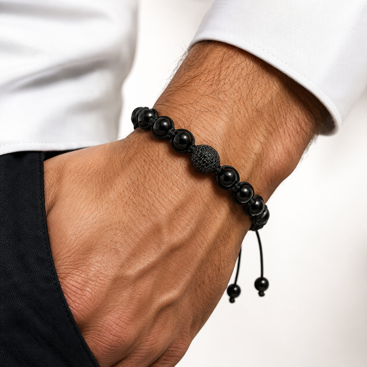 Macramé armbånd sorte diamanter - Bilde 2