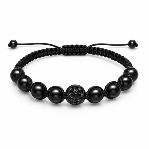 Macramé armbånd sorte diamanter